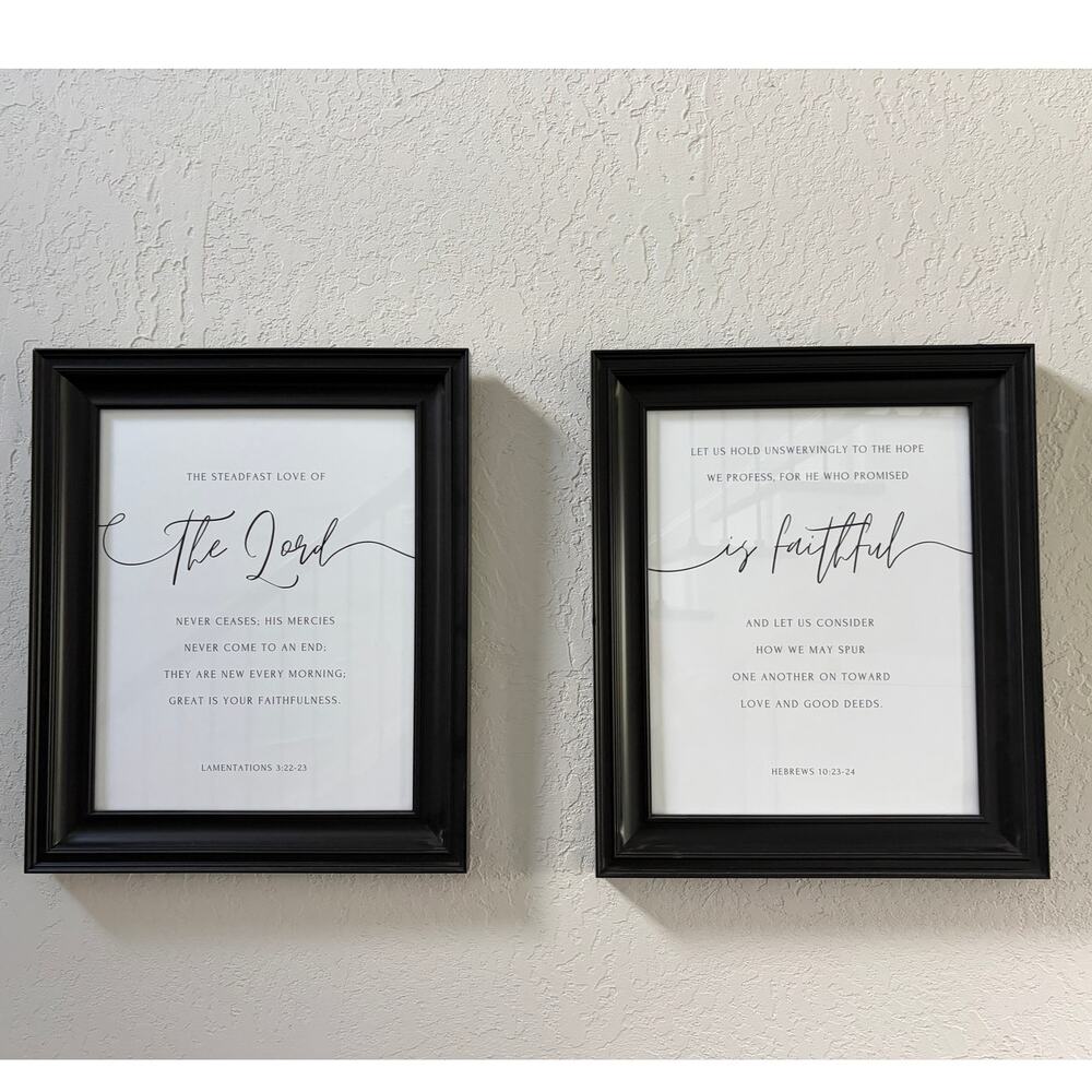Modern Farmhouse Framed Scripture Wall Art Set Neutral Christian Décor